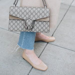 NIB/ NWT Everlane the square toe flat light taupe size 8